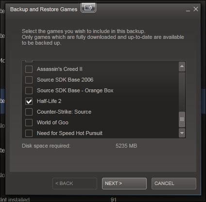 Backup Steam games