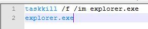 batch script restart Windows explorer 7/8
