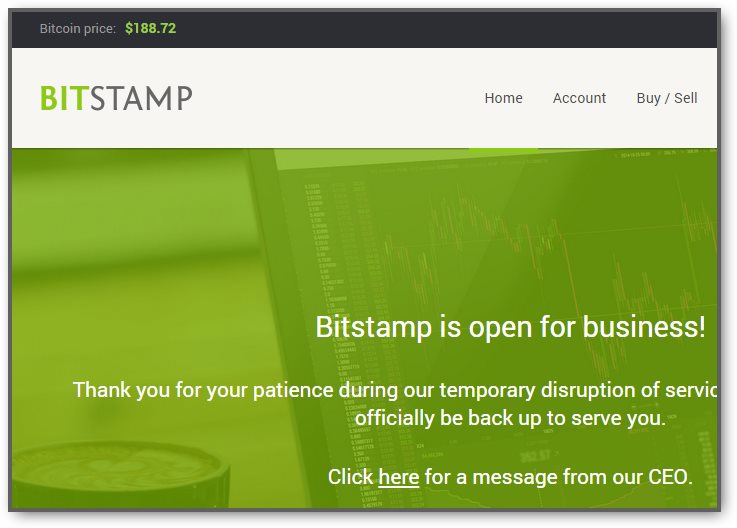 Bitstamp Open For Business