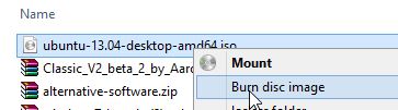 Burning Disc Context Menu