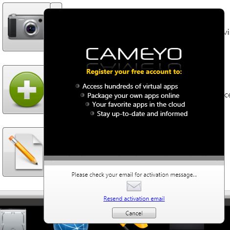 Activate account Cameyo