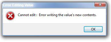 Cannot edit: Error writing the values new contents