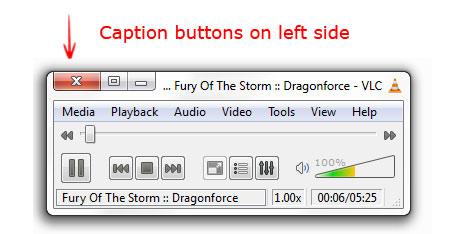 Caption Buttons on left side