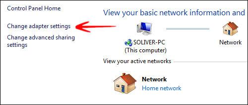 Click on Change adapter settings