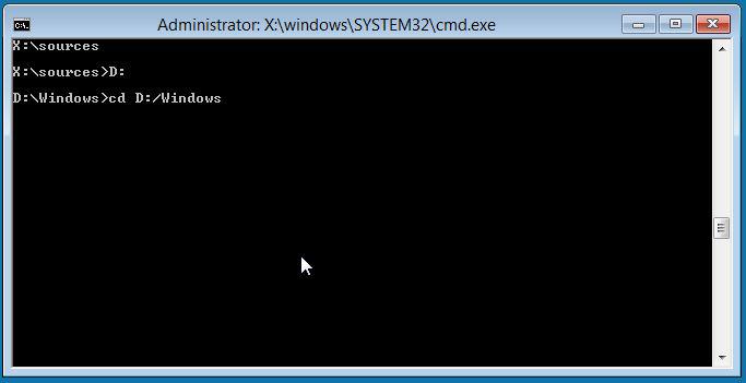 change directory via command prompt in windows 8