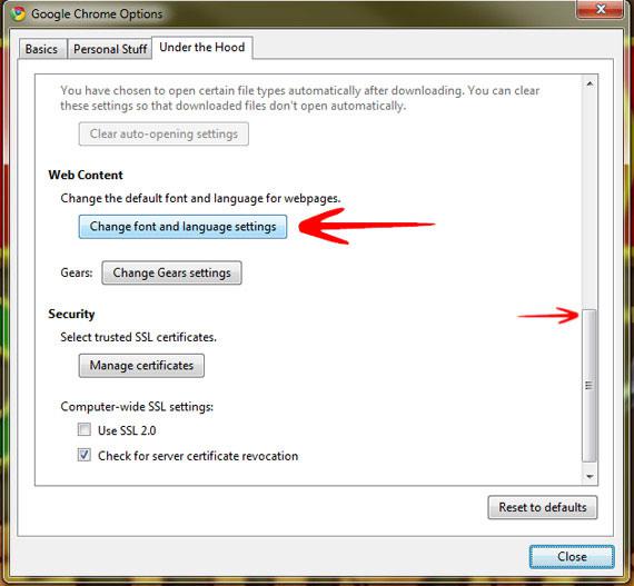 Change Font and Language Settings in Chrome