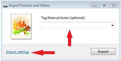 Change Import Settings in Windows 7