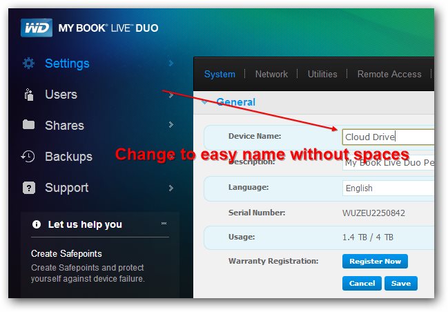 Change Mybook Live Duo Network Storage Device Name