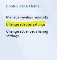 Change Network Adapt Settings in Windows 7