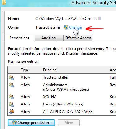 Change ownership of file