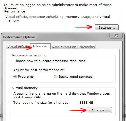 Change Virtual Memory Size Paging File