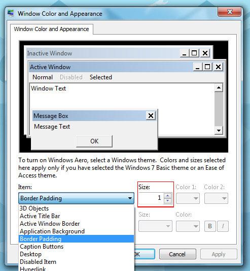 Change Windows 7 Border Padding