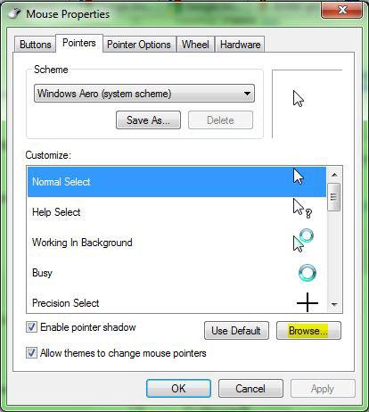 Change Windows 7 Cursors