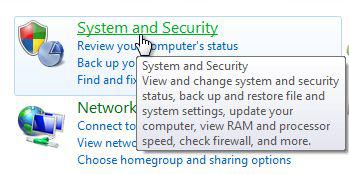 Change Windows 8 System and Security