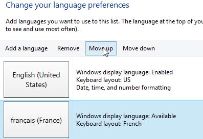 Changing Default Language Order