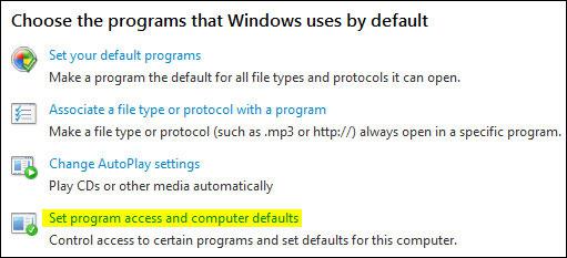 Choose  Windows 7 Default Programs