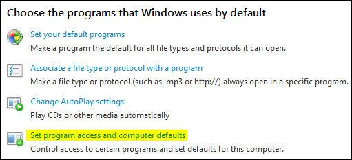 Choose Windows 7 Default Programs