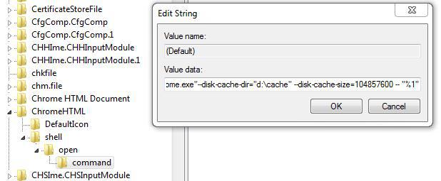 Chrome Shell String Disk Cache Location