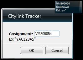 CityLink Tracker gadget options