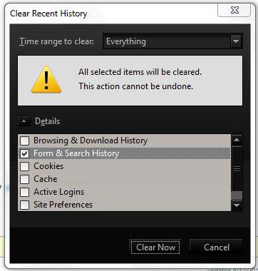 Clear Google Toolbar History Windows 7