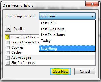 Clear Recent History in Firefox