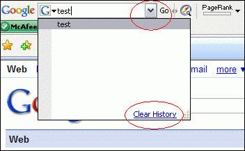 Clear Recent History Google toolbar