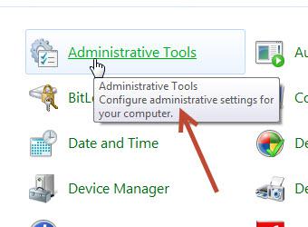 Click Administrative Tools in Control Panel