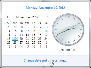 Click Change date and time settings