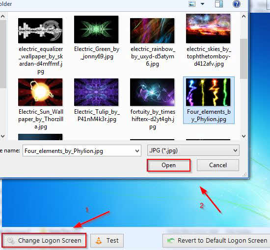 Select logon background and open it to set it