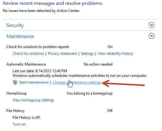Click Change Maintenance Settings