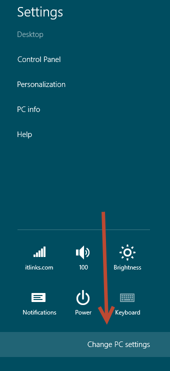 Click Change PC Settings