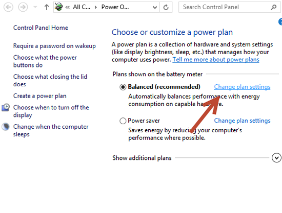 Click Change plan settings