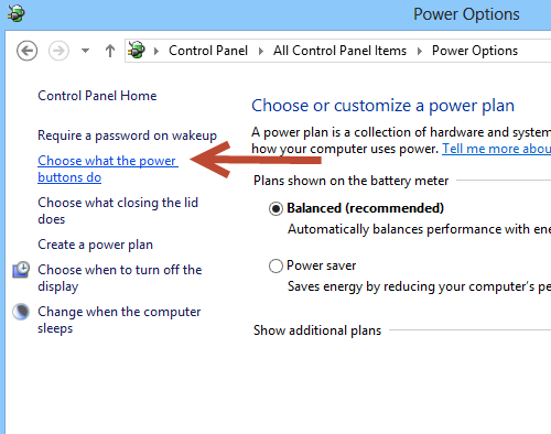 Click Choose what the power buttons do