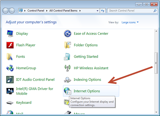 Click Internet Options