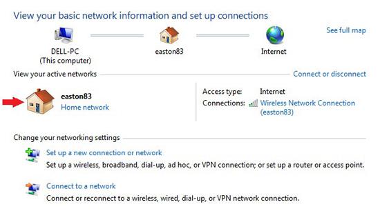 Click on an active network