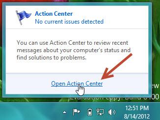 Click Open Action Center