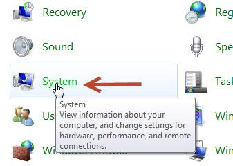 Click System in Control Panel