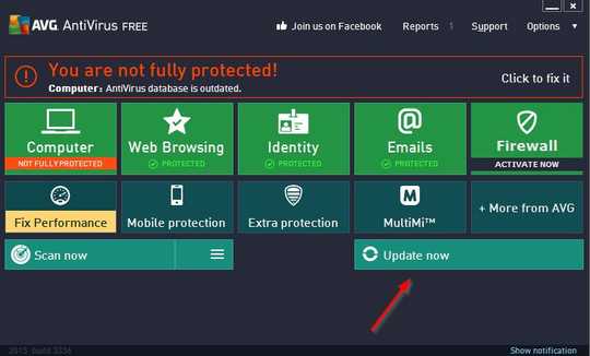 Click Update Now to update virus database