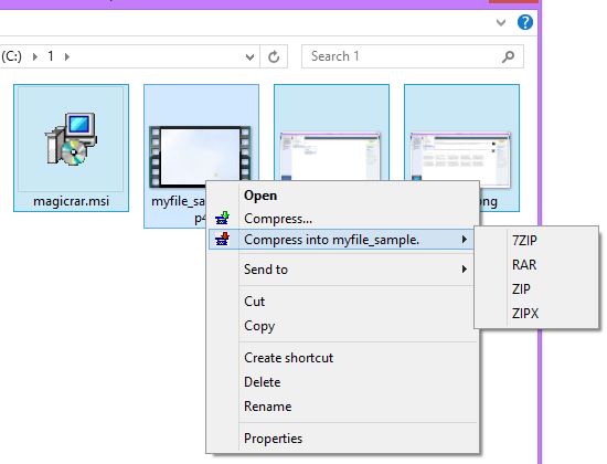 Simplest way of compressing files using MagicRAR