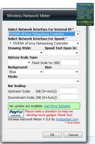 Configure Internet Speed gadget