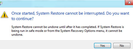 Confirm yes restore