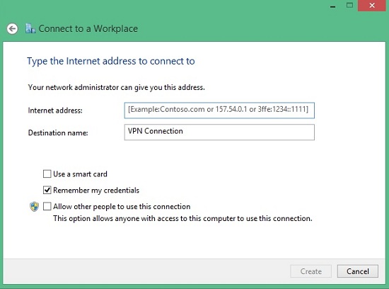 connect to a workplace windows8