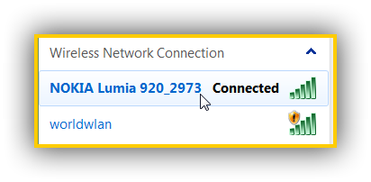 Connecting to share windows phone hotspot