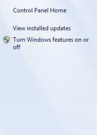 Control Panel Turn Windows Features on or off