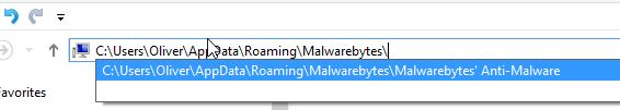 Copy Paste Malwarebytes Roaming Folder Location