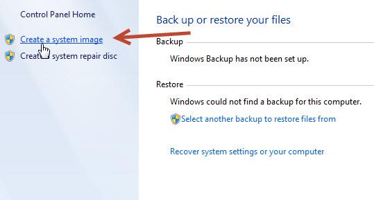 Click on Create a System Image