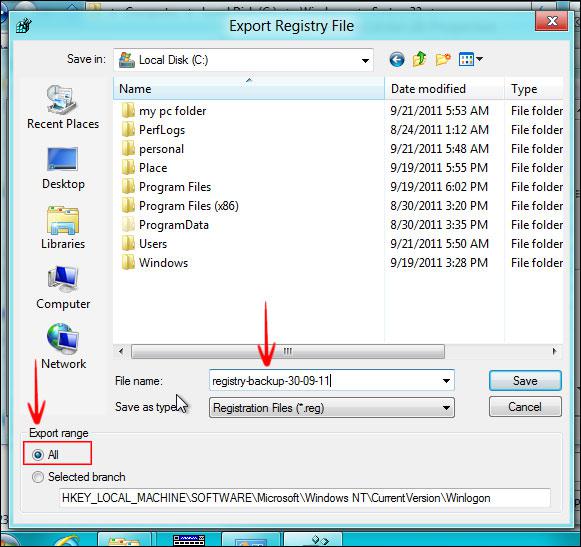 Create Backup Windows 8 Registry