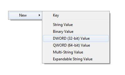 Create new dword registry keys