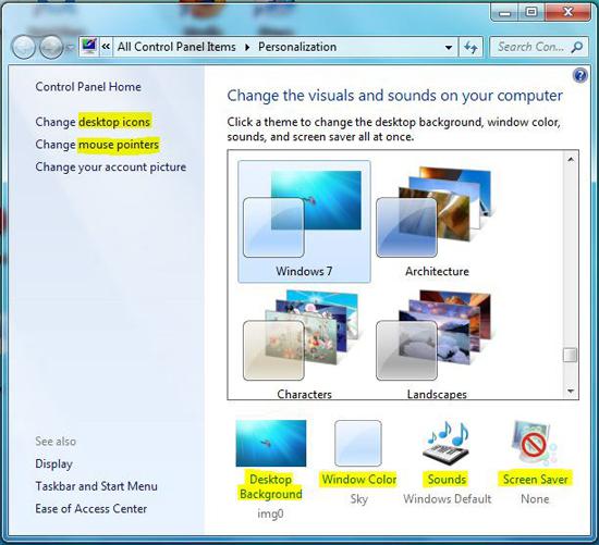 Create Windows 7 Themes & personalize