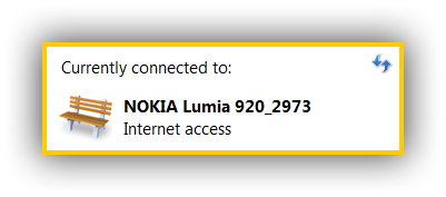 Currently conected to windows phone hotspot